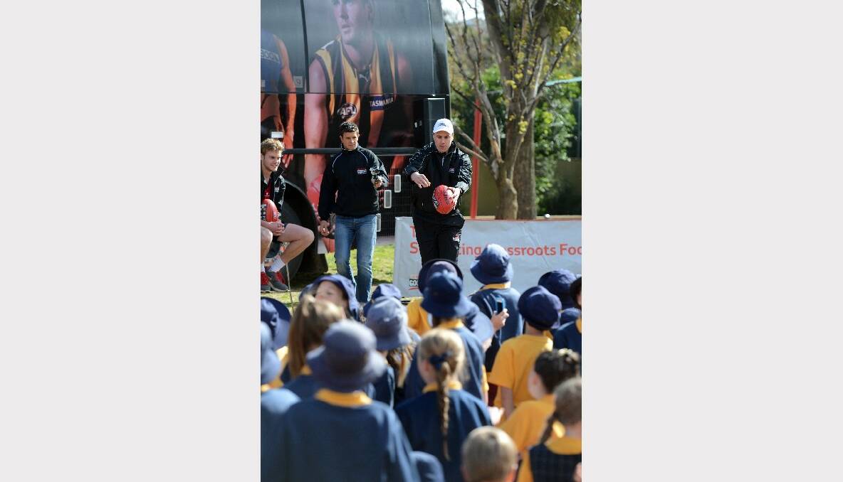 AFL Legends Footy Clinic at St Therese's Primary School. Matthew Lloyd. Picture: Jim Aldersey