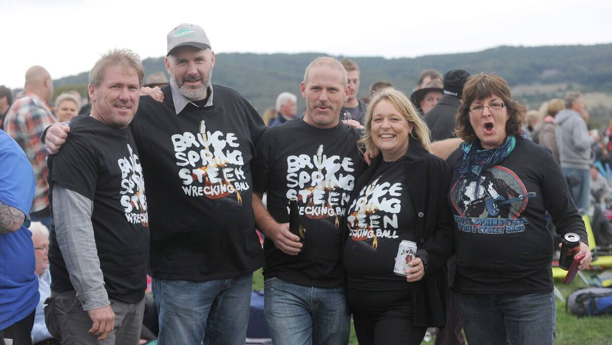 Bruce Springsteen and the E-Street Band perform at Hanging Rock. Andrew, Chris, Robert, Simone, and Ros Devlin. Picture: Jodie Donnellan