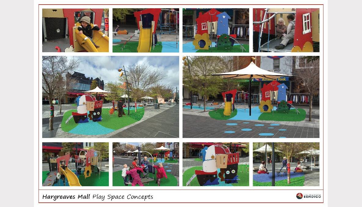 Concept designs for a Hargreaves Mall playground. Picture: SUPPLIED