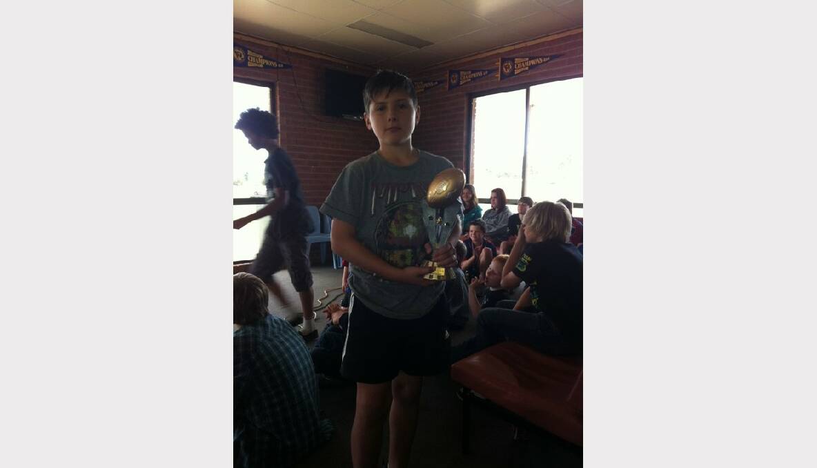 My son Mitchell Goodwin came runner up in North Bendigo Junior Football Club under 12's best and fairest during the school holidays. Picture: Gail Nicholson