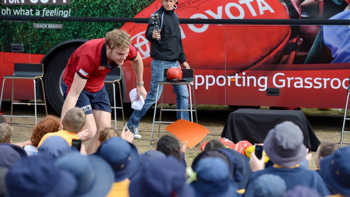AFL Legends Footy Clinic at St Therese's Primary School. Jack Watts. Picture: Jim Aldersey
