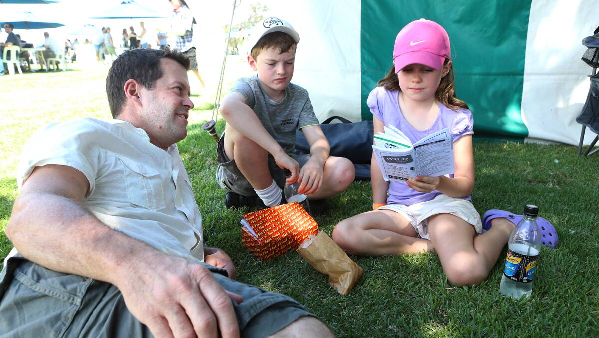 Marong Cup 2013. Steve Tinker and his kids Liam and Erin. Picture: Peter Weaving
