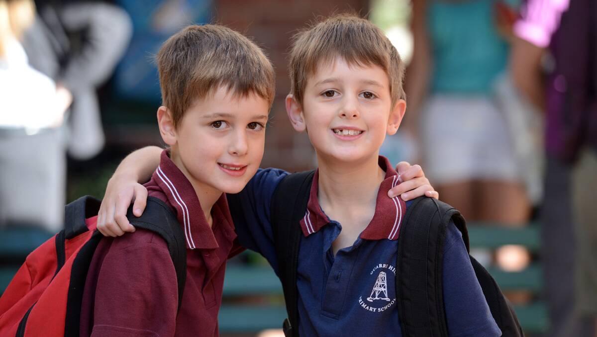 Quarry Hill Primary School students and twins Luka and Noah Batson. Picture: Jim Aldersey 
