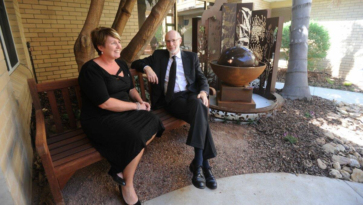 PROUD: Maryborough District Health Service acting CEO Fiona Brew and medical director of Ballarat Hospice Care Inc. in the garden of the newly opened palliative care suite named Merrin. Picture: JODIE DONNELLAN 
