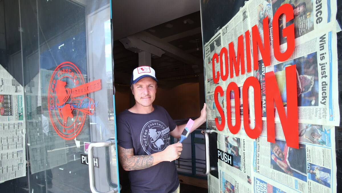 Anticipation: Brewhouse Coffee Roasters owner Corey Scoble fits out his new Hargreaves Street store, which is set to open next month. Picture: Peter Weaving