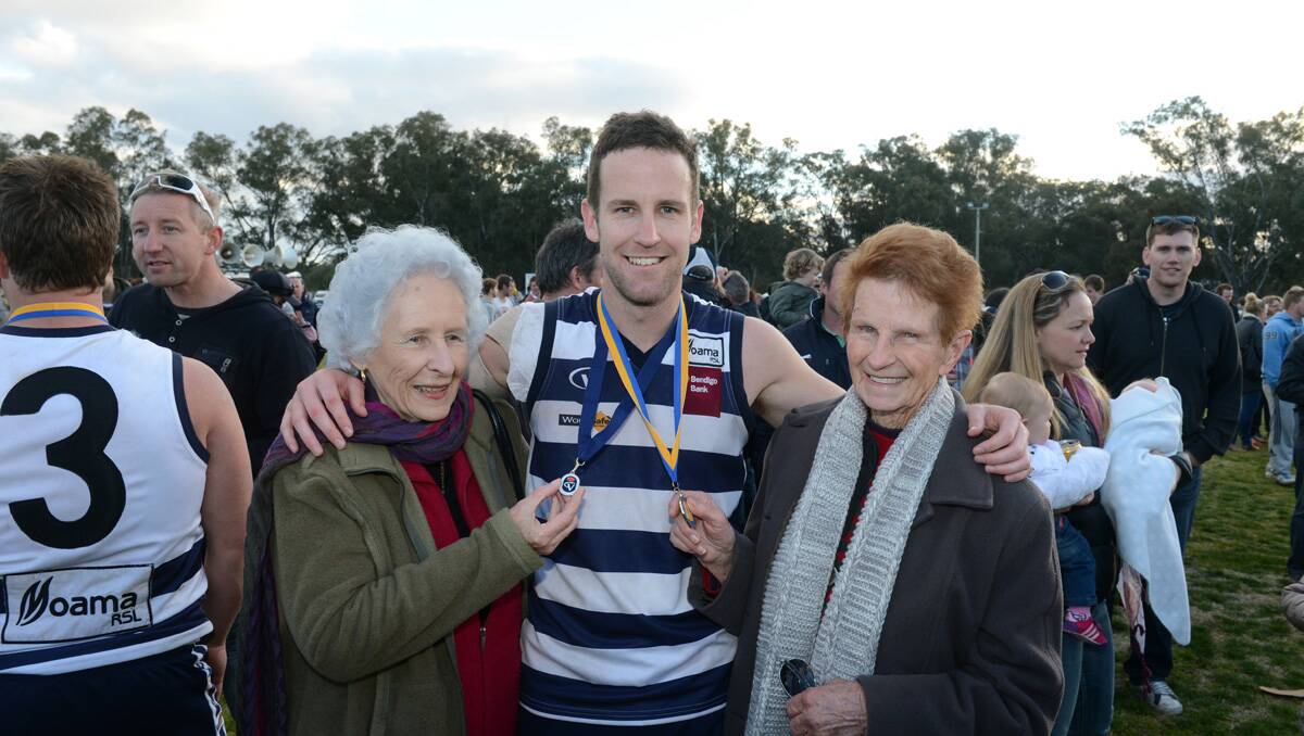 HDFL grand final. Shirl Block, Best on Ground player Nathan O'Brien and Marie O'Brien. Picture: Jim Aldersey