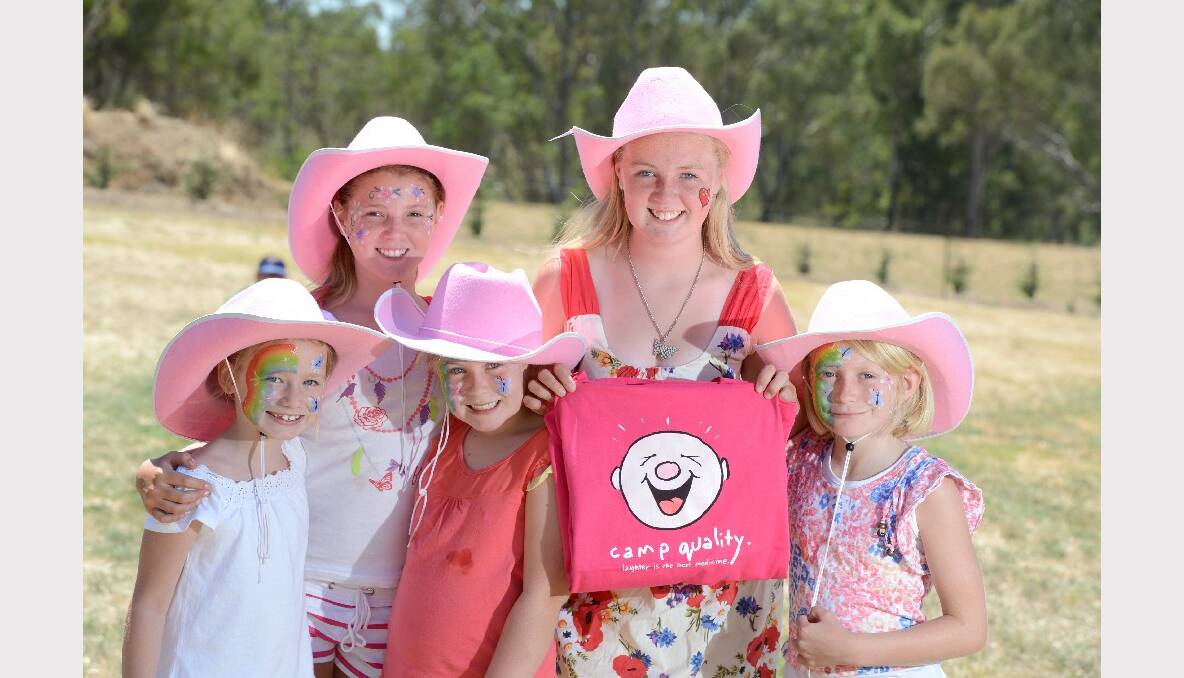 Australia Day Camp Quality fundraiser at Lynnevale Winery. Macey Boland, Cloe Robinson, Ruby Kemp, Britney Robinson and Sophie Kemp. Picture: Jim Aldersey