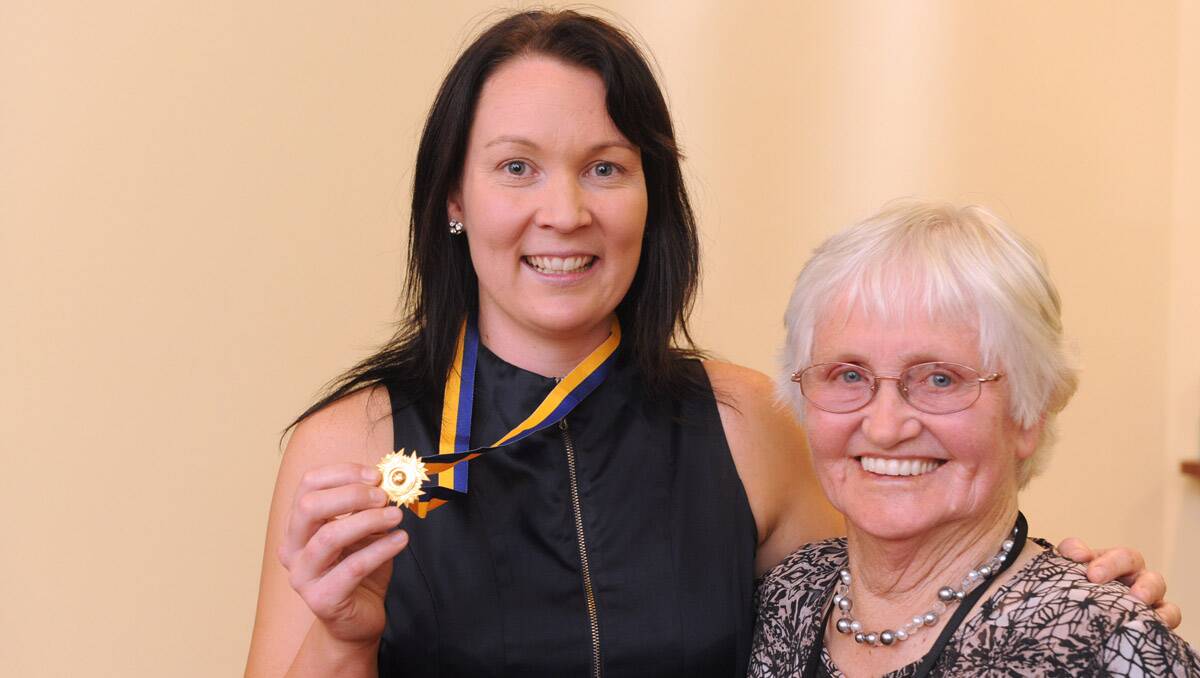 BFNL best and fairest awards 2012. Betty Thompson Medal winner Karly Bingham with Betty Thompson. Picture: Peter Weaving