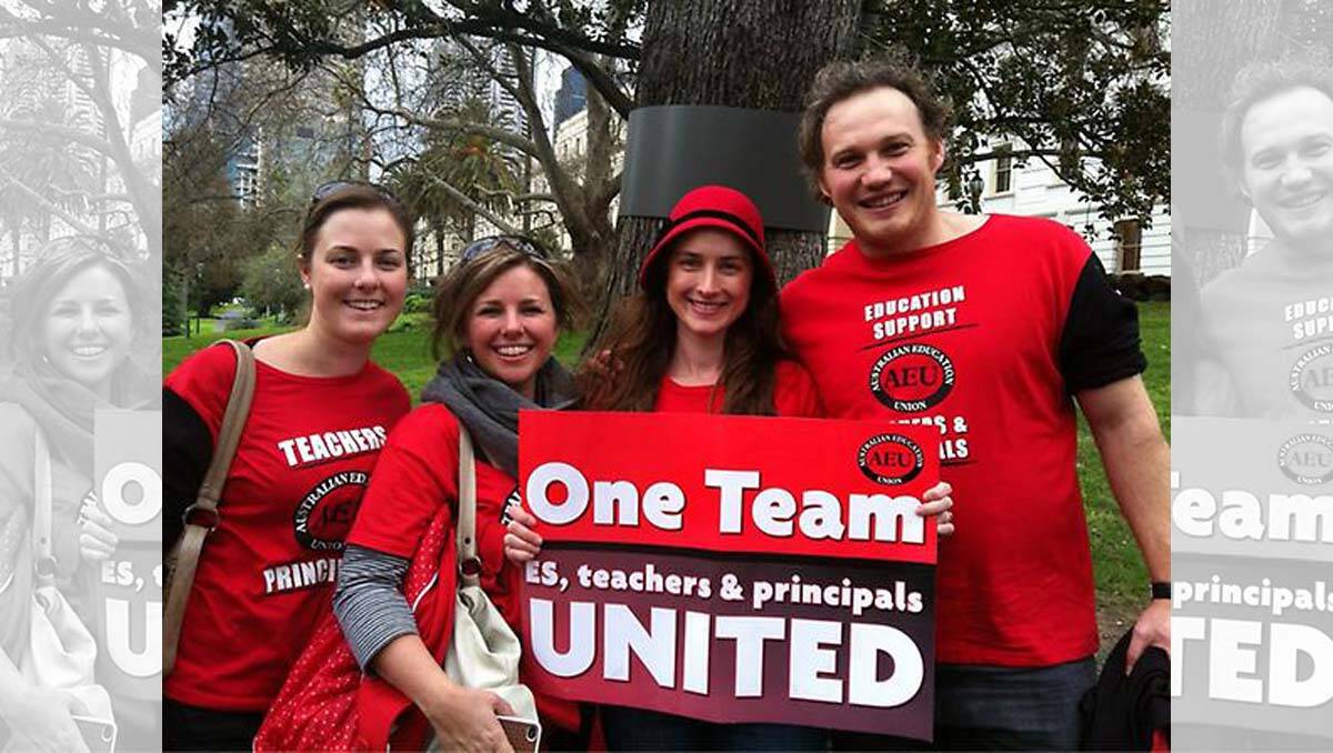 Bendigo teachers in Melbourne yesterday. Picture: Lauren