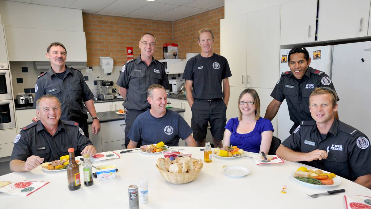 Members of the Bendigo Fire Brigade and their families enjoy Christmas lunch. Picture: Jodie Donnellan