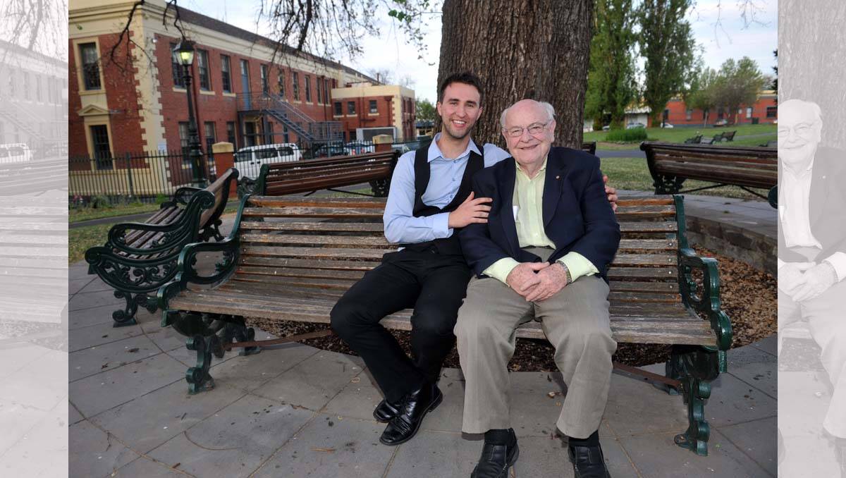 Bendigo Homeless for Youth fundraiser Luke Owens with Father Bob McGuire. Picture: Julie Hough