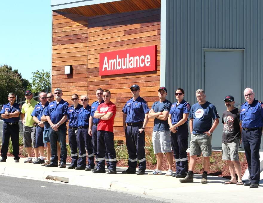 CONCERNED: Ambulance officers outside the Bendigo ambulance station.  Picture: PETER WEAVING