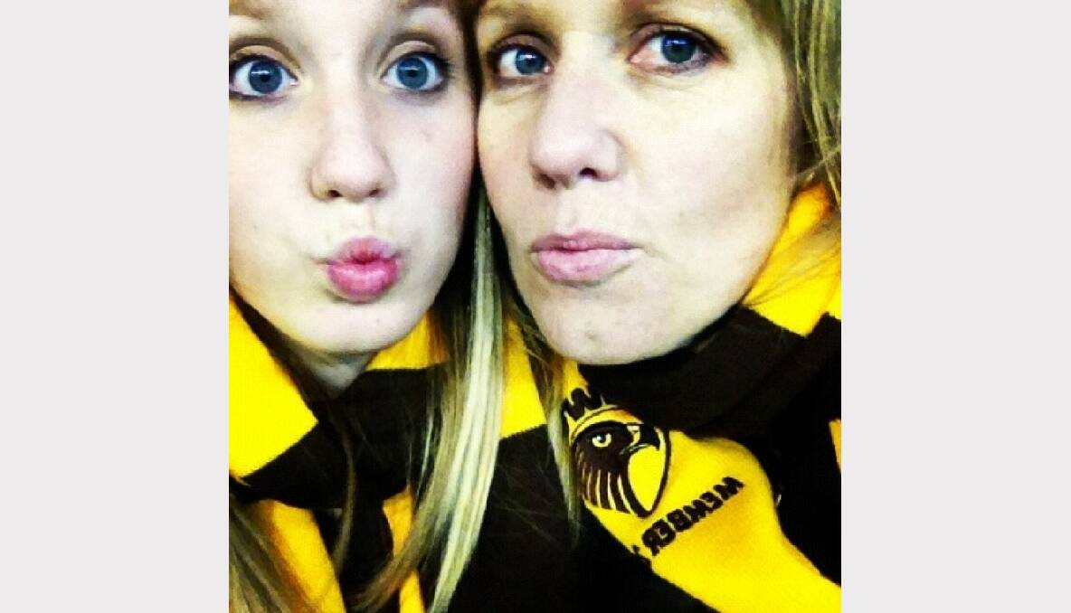 Jess and Tanya at the Hawks V Pies match MCG. Go Hawks! Picture: Tanya Hunt