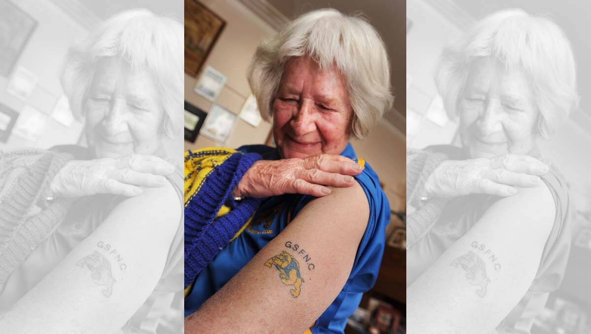 Sylvia shows off the tattoo she had done to celebrate Golden Square’s finals victory last year.