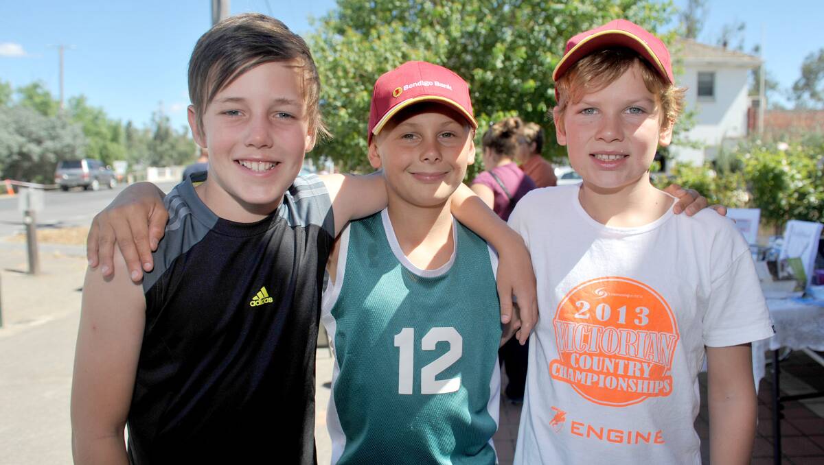 Cooper Smith, Blake Agnoletto and Conner Symons competed in the team short course triathlon at Bridgewater. Picture: Julie Hough