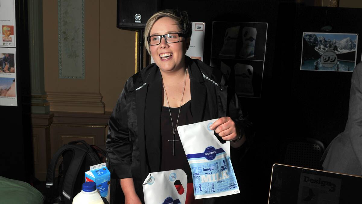 Bendigo Inventor Awards. Stacey Murphy with her design Éveryones Milk'. Picture: Jodie Donnellan