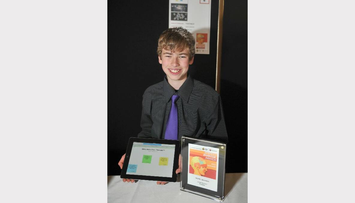 Bendigo Inventor Awards. Secondary school winner James Spencer with his invention 'Timetablr'. Picture: Jodie Donnellan