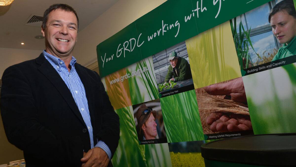 Peter Schwarz, deputy chair of the Grains Research and Development Corporation, speaking at the GRDC Forum at All Seasons yesterday