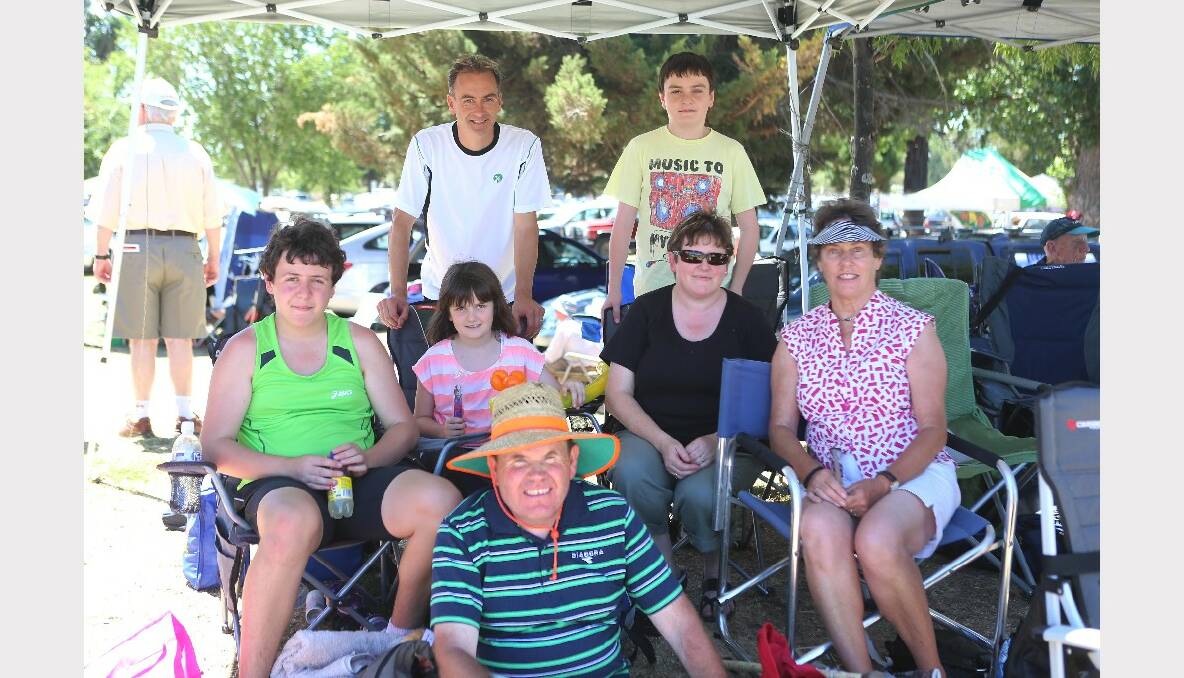 Maryborough Highland Gathering. Greg and Jake Hilson (back), Kyle, Erin and Gina Hilson with Judy Rogers (middle) and Stephen Rogers. Picture: Peter Weaving