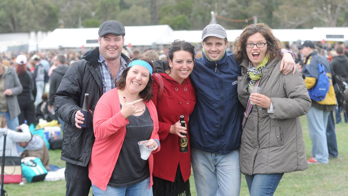 Bruce Springsteen and the E-Street Band perform at Hanging Rock. Ian Bucknell, Clare Nolan, Mel and Luke Marantelli and Katrin McMahon. Picture: Jodie Donnellan