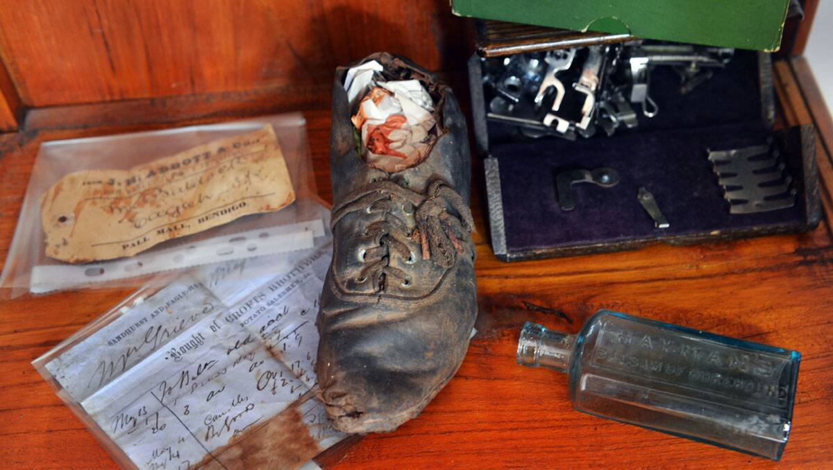Treasures found when the old boot maker’s shop was demolished.