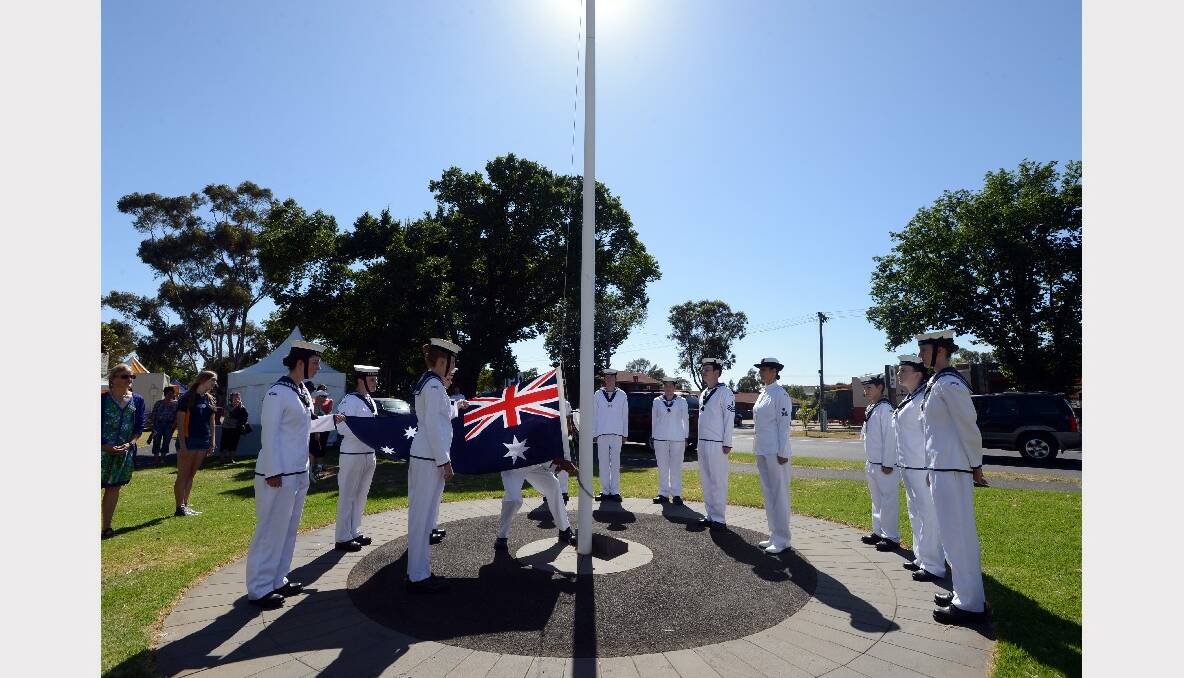 Australia Day celebrations at Lake Weeroona. Australian Navel cadets prepare to raise the flag. Picture: Jim Aldersey