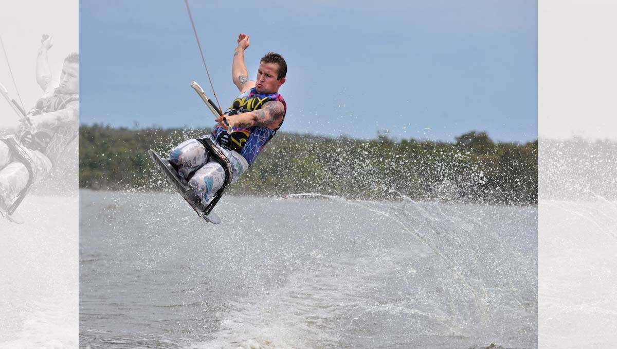 Jay Shewan shows off his wake-boarding skills. Picture: Peter Weaving