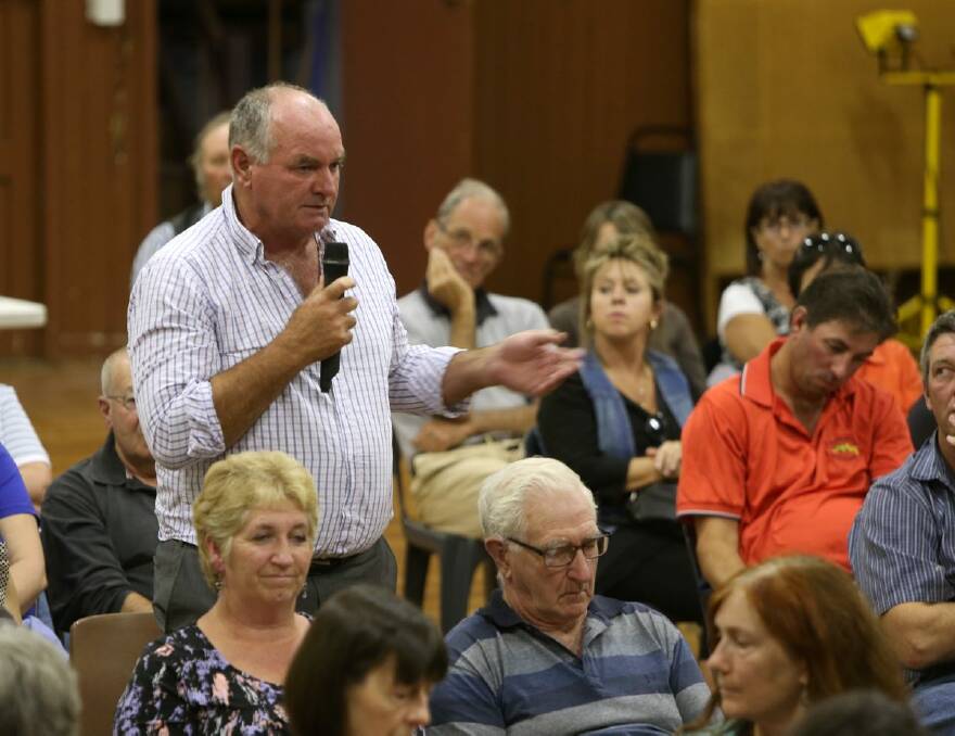 VOCAL: Community members at a Baringhup Community Hall meeting about a proposed wind farm. Picture: PETER WEAVING