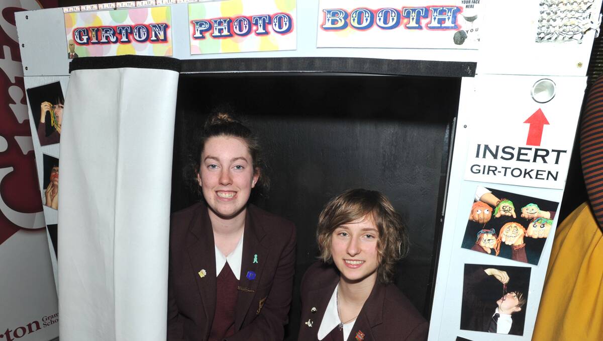 Bendigo Inventor Awards. Ellen Brennan and Maddi Bosaid with the Girton Photo Booth. Picture: Jodie Donnellan