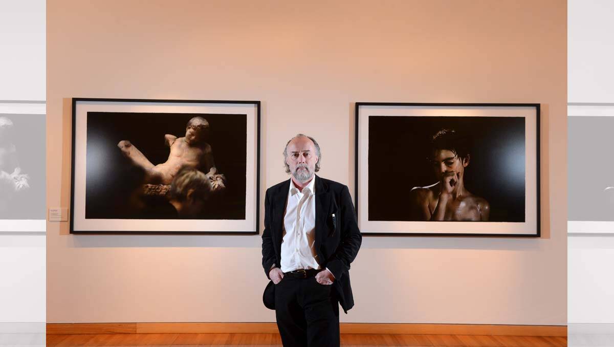 Bill Henson with some of his works in the Bendigo Art Gallery. Picture: Jim Aldersey