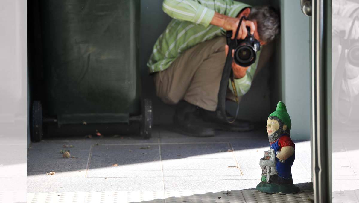 A missing gnome discovered by the Addy team. Picture: Brendan McCarthy