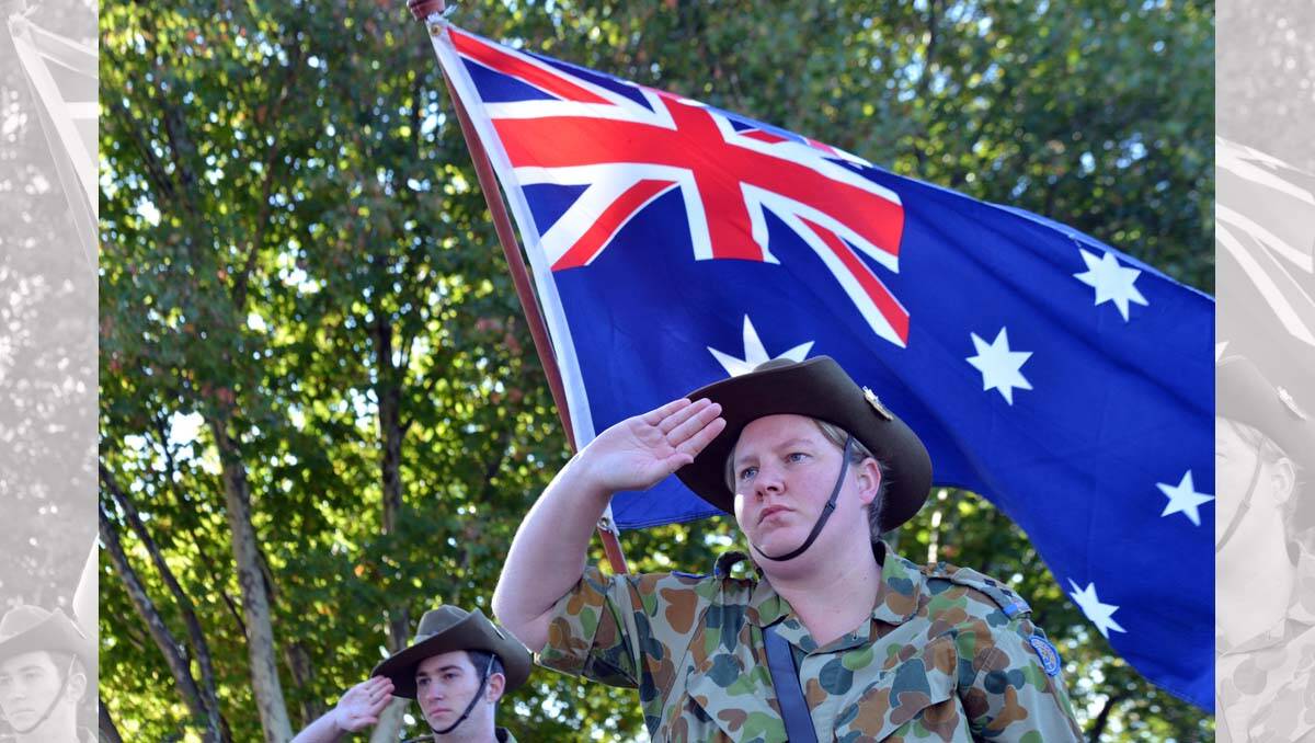 Eaglehawk Anzac Day service. Lt Dani Kline of AAC, 309 Army Cadet Unit during the Last Post. Picture: Brendan McCarthy