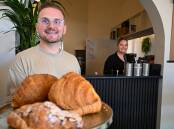 Two Greys Cafe co-owner Jareth Richardson and barista Hayley Battersby. Picture by Enzo Tomasiello