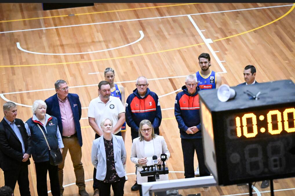 Premier Jacinta Allan and member for Bendigo East Maree Edwards with Games venue operators in April, 2024, when details about replacement upgrades were announced. Picture by Darren Howe