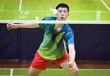 Houzi Dong in action at the state junior badminton titles in Bendigo. Picture by Darren Howe